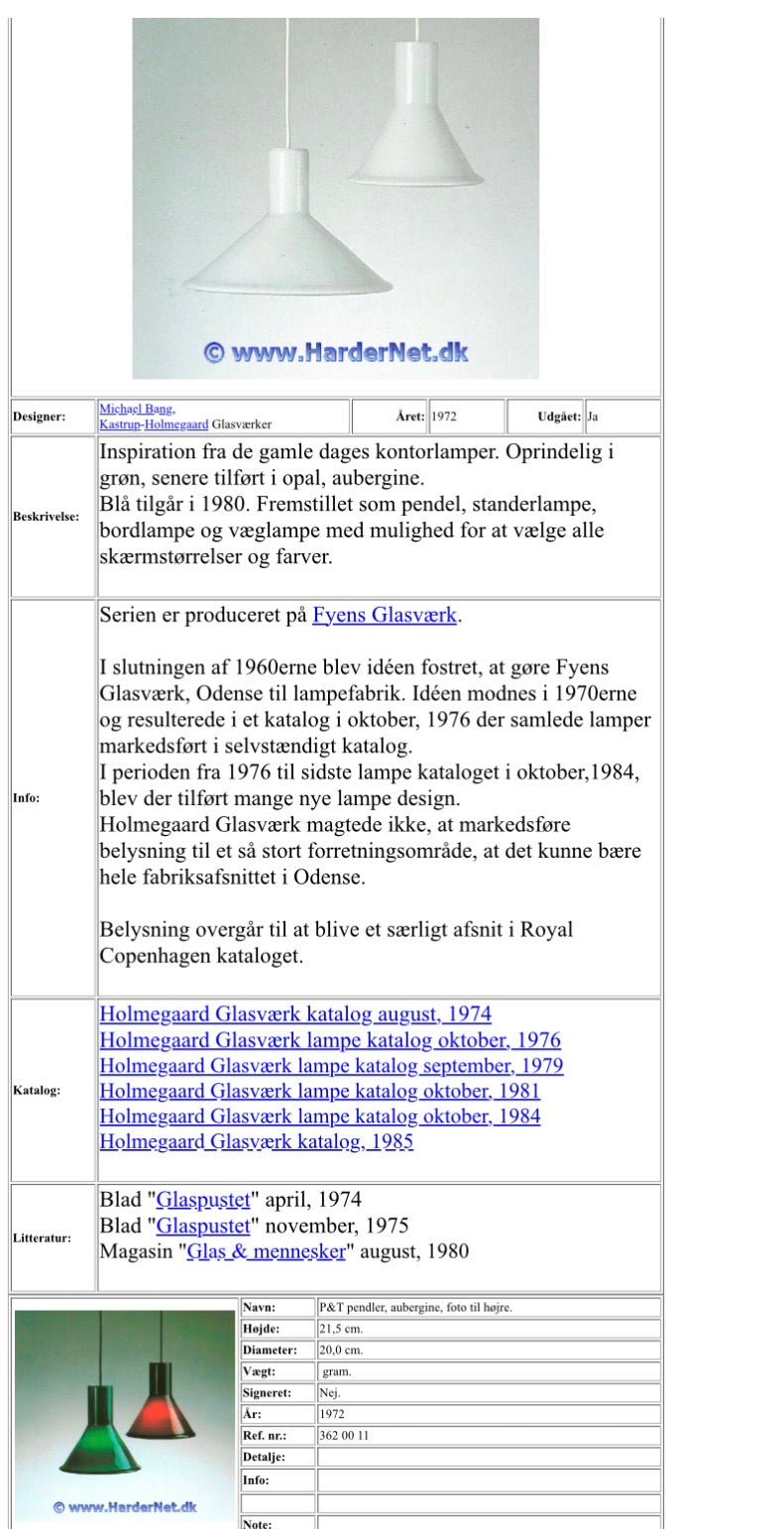 Holmegaard P&T Mini lampeskærm i auberginefarven - Michael Bang