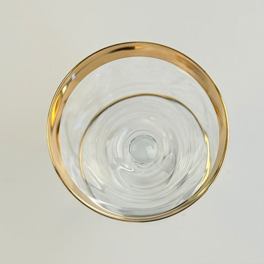 Lyngby Glas Tosca rødvinsglas med bred ciseleret guldkant, 12 cm