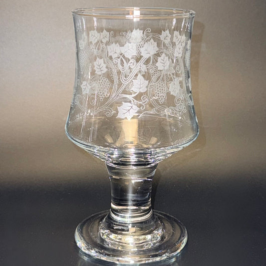 Flotte store Bacchus glas med ætset vinranke