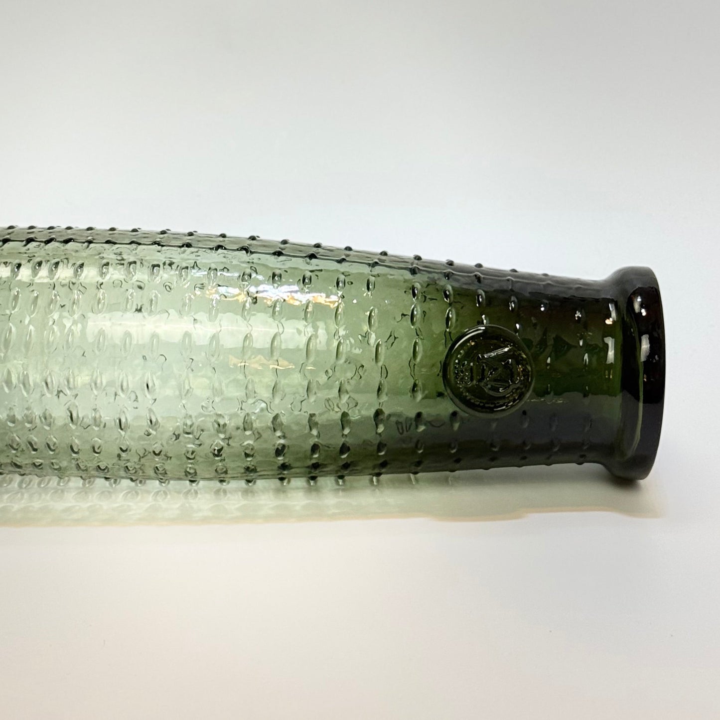 Reijmyre, Hertig Carl, beer glass, Swedish glass, vintage glass, mid century, Scandinavian design, hand blown glass, textured glass, green glass