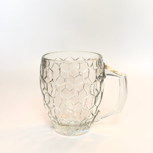 Erik Bagger ølkrus i solidt presset glas med hexagonmønster - 40 cl