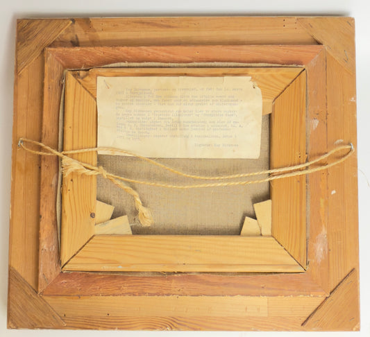 Originalt maleri af Kay Birkmose med dansk landbrugsmotiv i forgyldt ramme