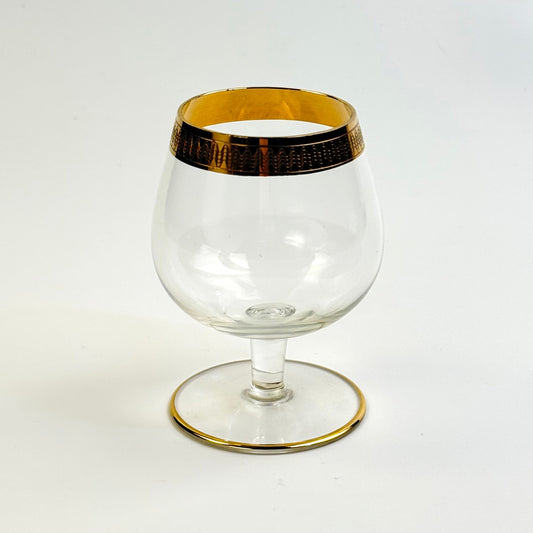 Lyngby Glas Tosca cognacglas i krystal med bred ciseleret guldkant, 1960'erne - Frøken Lilly