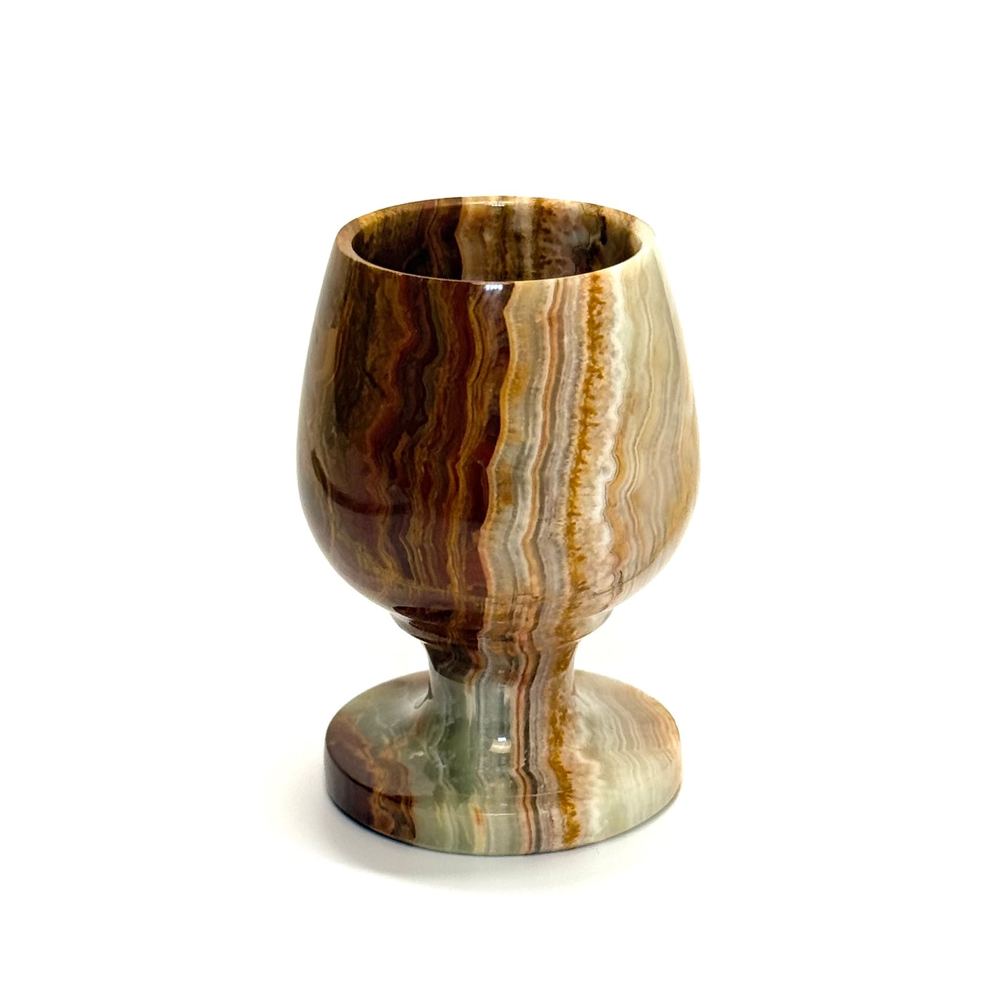 Vintage onyx glas i poleret natursten – midcentury
