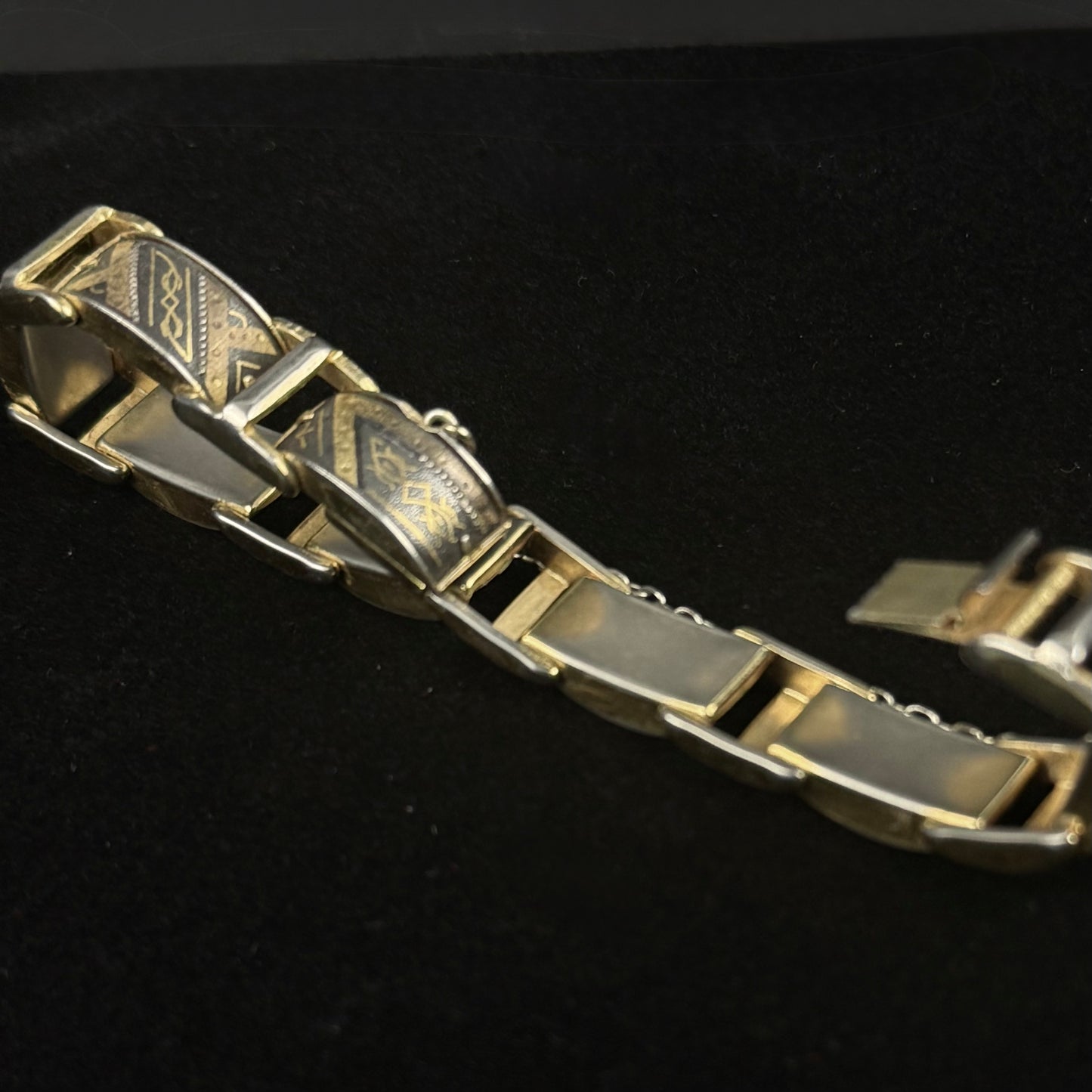 Vintage Toledo damascene armbånd med guldindlejring