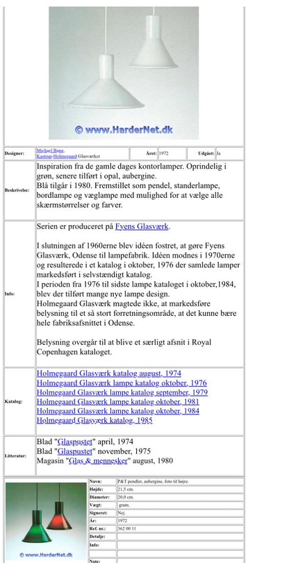 Holmegaard P&T Mini lampeskærm i auberginefarven - Michael Bang