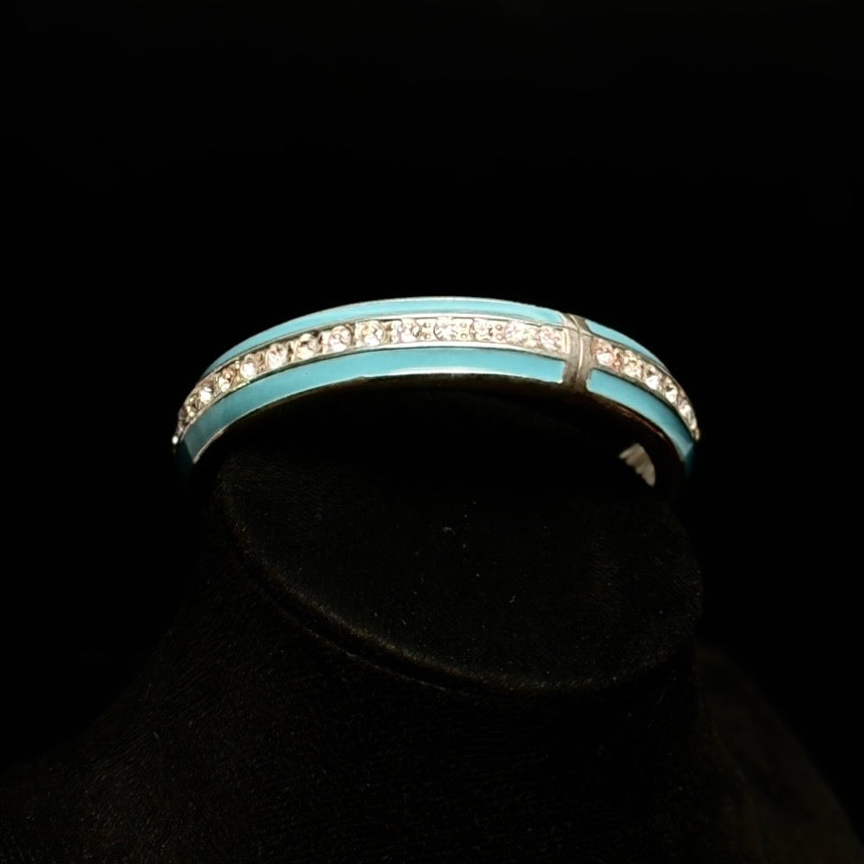 Vintage armbånd med turkis emalje og rhinsten