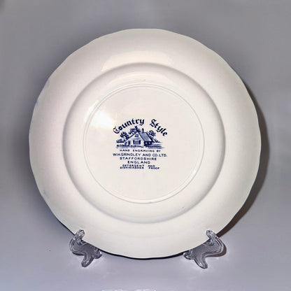 Engelsk fajance tallerken “Country Style” – blå/hvid W.H. Grindley Staffordshire
