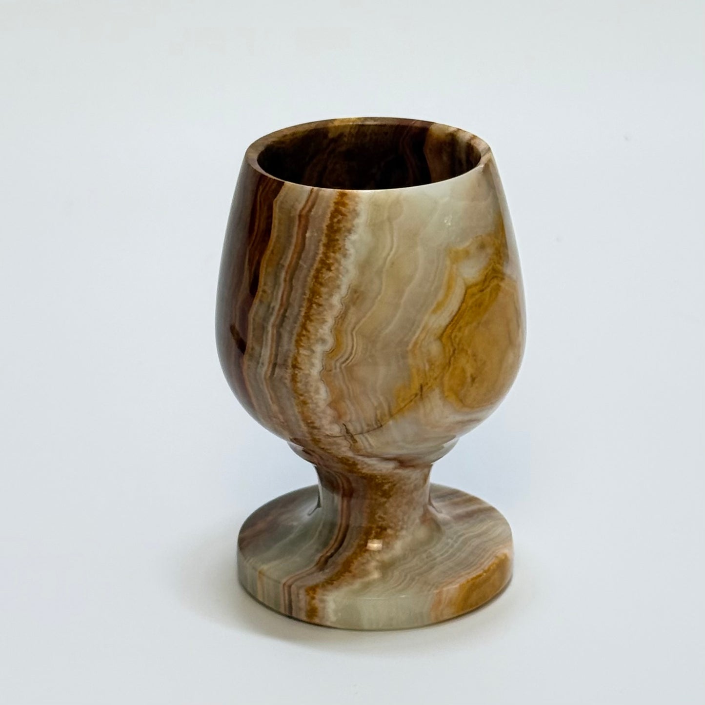 Vintage onyx glas i poleret natursten – midcentury