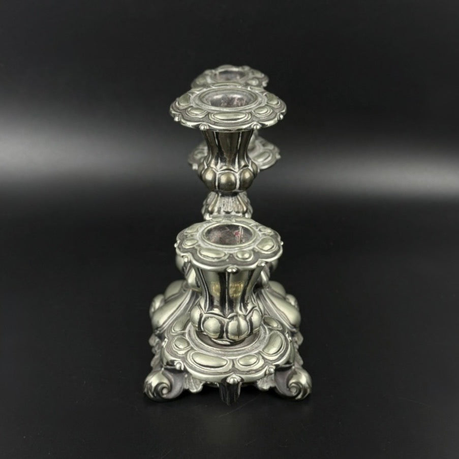 Antik Hans Jensen & Co. 3-armet kandelaber i EPNS – dansk vintage lysestage ca. 1920-1940