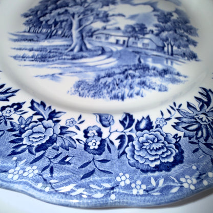Engelsk fajance tallerken “Country Style” – blå/hvid W.H. Grindley Staffordshire