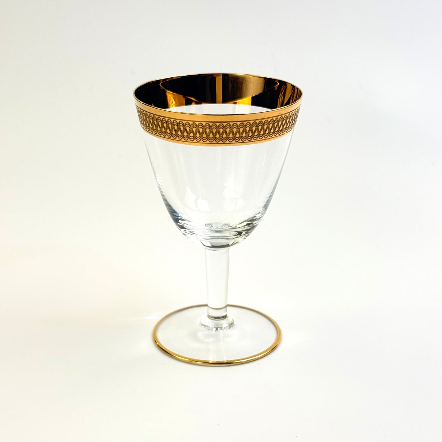 Lyngby Glas Tosca rødvinsglas med bred ciseleret guldkant, 12 cm