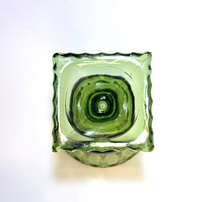 Vintage indiana glass glaspokal i avocado-grønt presset glas