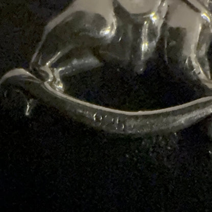 2 vintage charms i 925 sølv gyngehest og glassten