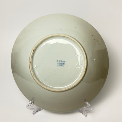 Kinesisk porcelænstallerken med blå fisk – dyb tallerken / fad 22,5 cm