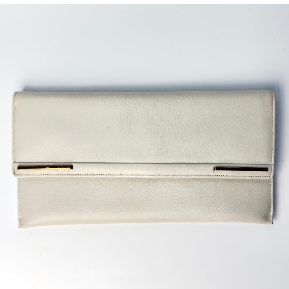 Vintage Comtesse clutch i hvidt læder