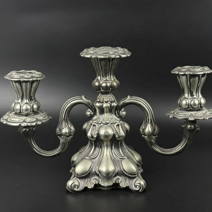 Antik Hans Jensen & Co. 3-armet kandelaber i EPNS – dansk vintage lysestage ca. 1920-1940