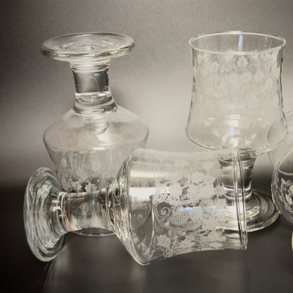 Flotte store Bacchus glas med ætset vinranke