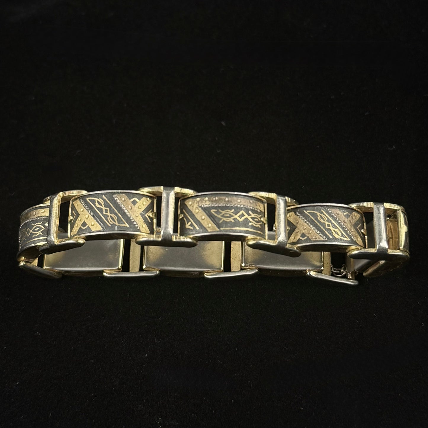Vintage Toledo damascene armbånd med guldindlejring