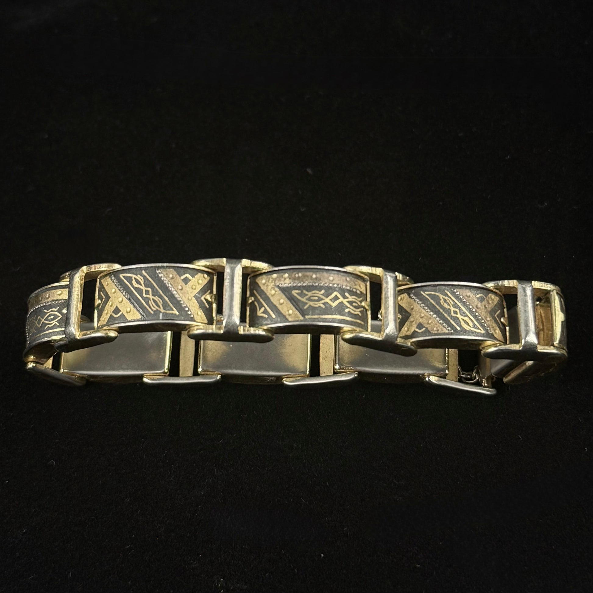 Vintage Toledo damascene armbånd med guldindlejring