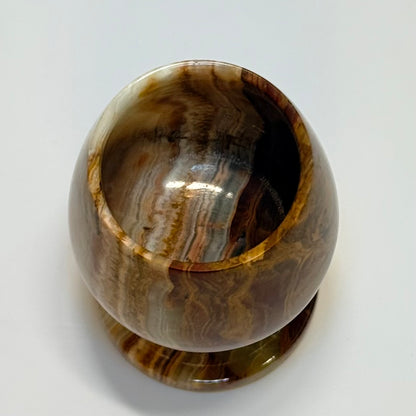 Vintage onyx glas i poleret natursten – midcentury