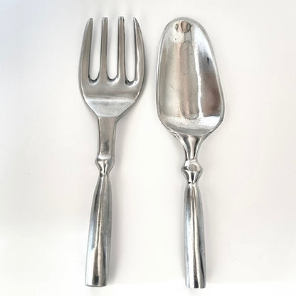 Vintage salatserveringssæt i massivt støbt aluminium