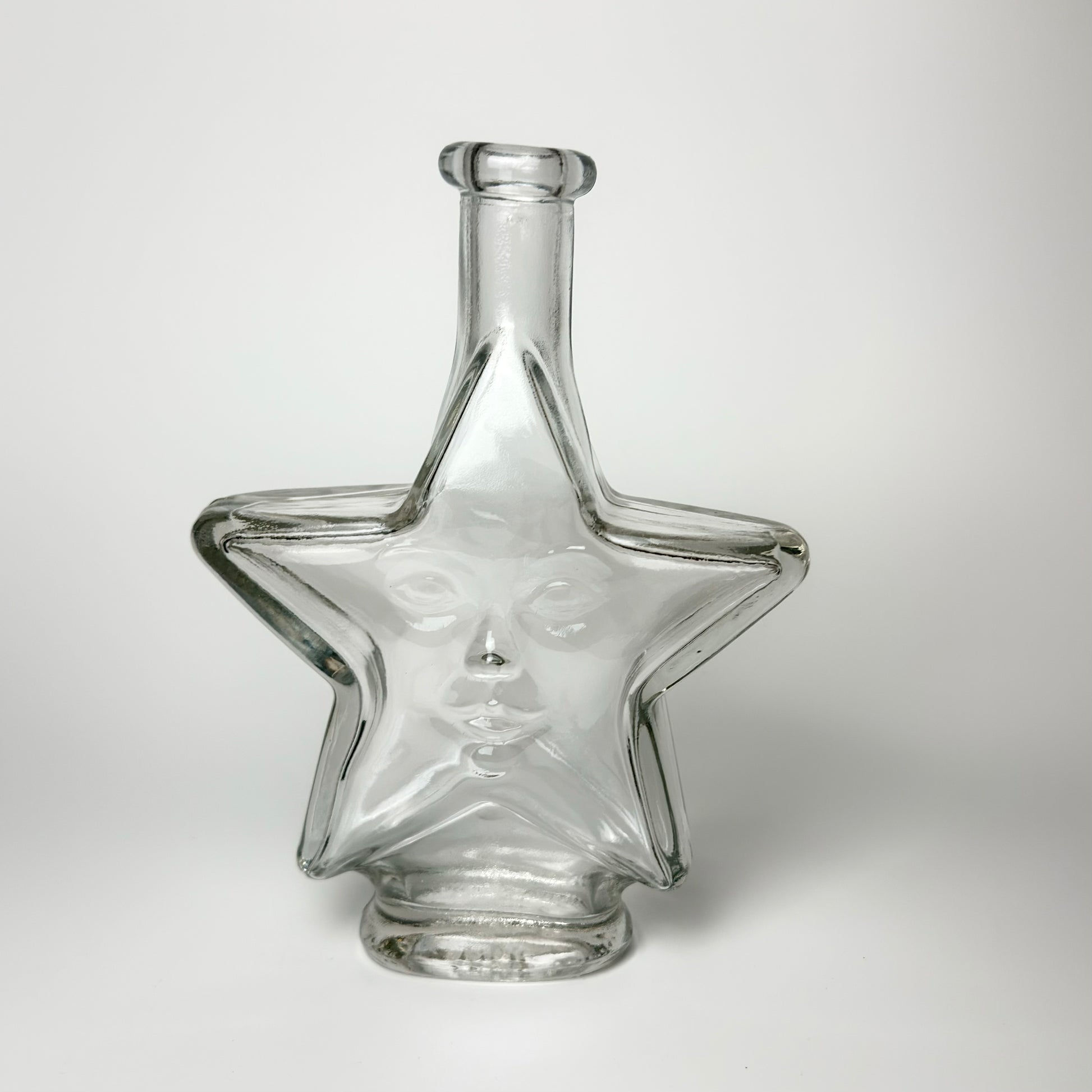 Vintage stjerne karaffel i klart glas med ansigt – 18 cm