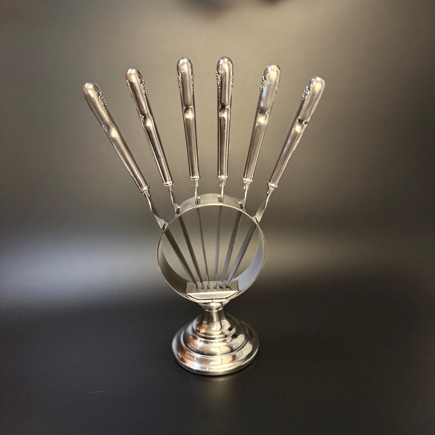 Smukt vintage sæt med frugtknive i sølvplet, D.F.A.