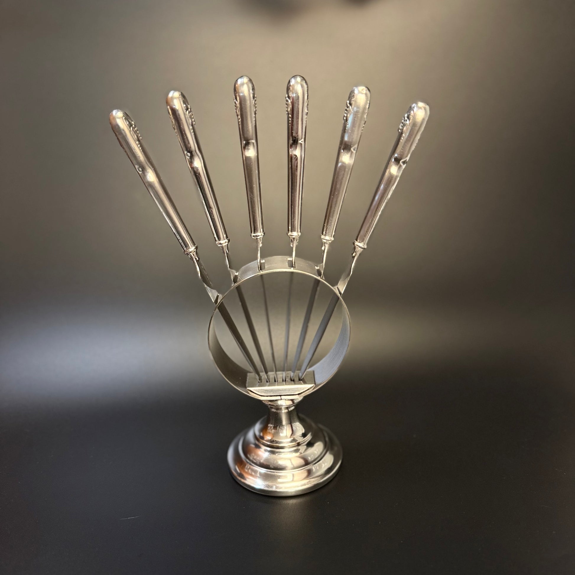 Smukt vintage sæt med frugtknive i sølvplet, D.F.A.