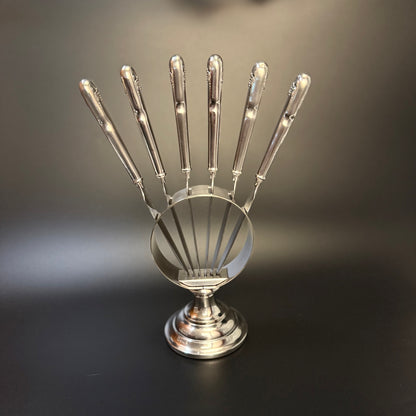 Smukt vintage sæt med frugtknive i sølvplet, D.F.A.