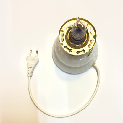 Holmegaard “Dagmar Mini” fadlampe – hvid opalglas, messing