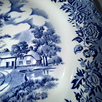 Engelsk fajance tallerken “Country Style” – blå/hvid W.H. Grindley Staffordshire