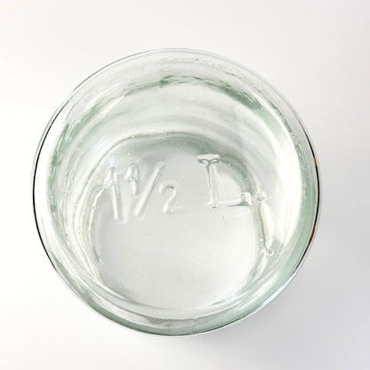 Kastrup Glasværk henkogningsglas 18,5 cm – gammelt sylteglas med glaslåg