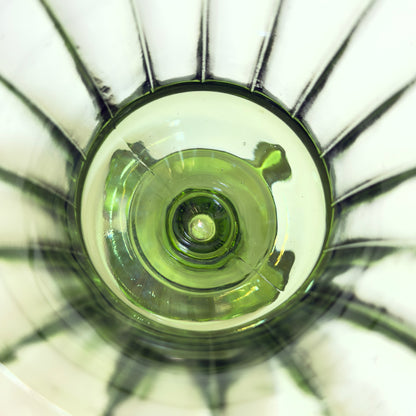 Vintage indiana glass glaspokal i avocado-grønt presset glas