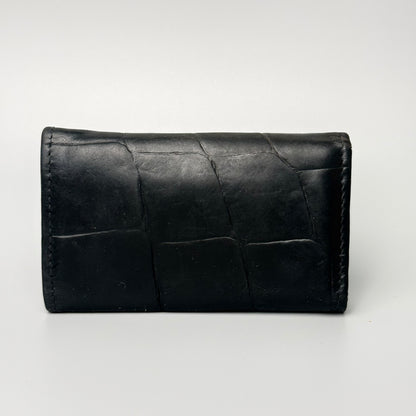 Mulberry nøgleetui i sort læder med Patchwork Croc-prægningerne