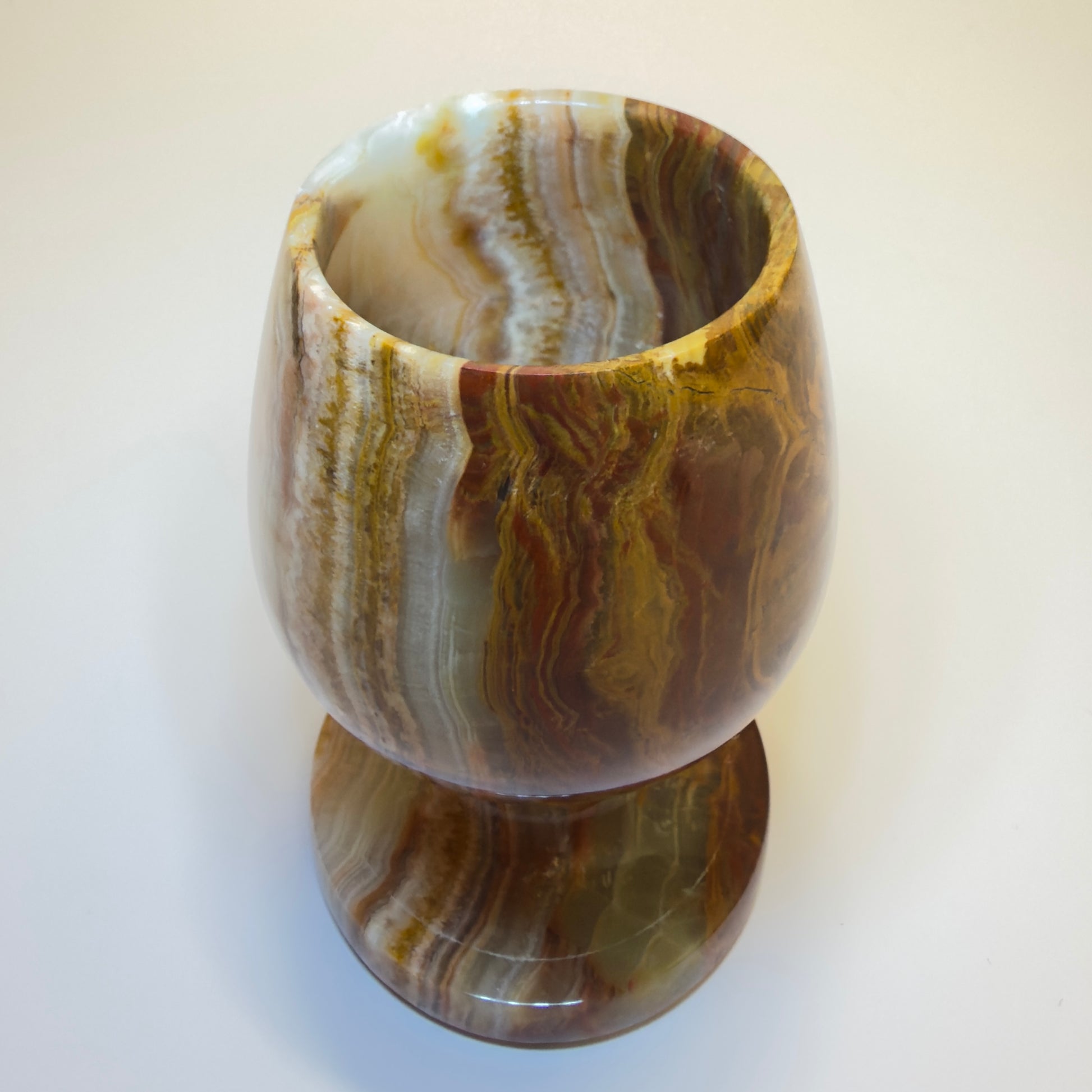 Vintage onyx glas i poleret natursten – midcentury