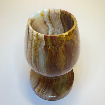 Vintage onyx glas i poleret natursten – midcentury