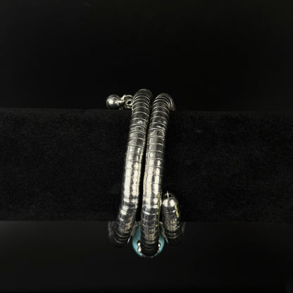 Statement armbånd med turkisfarvede og sølvfarvede detaljer