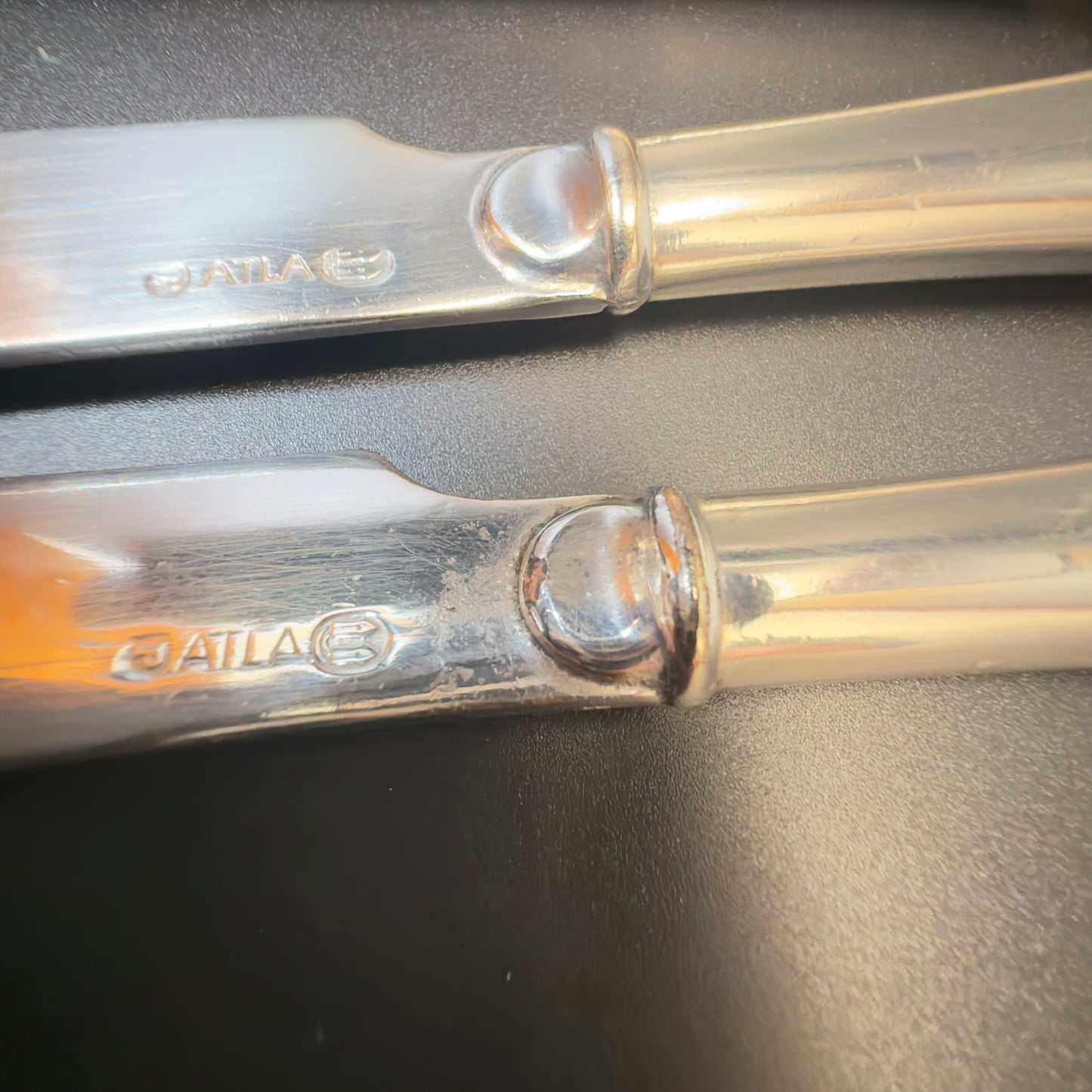 Smukt vintage sæt med frugtknive i sølvplet, D.F.A.