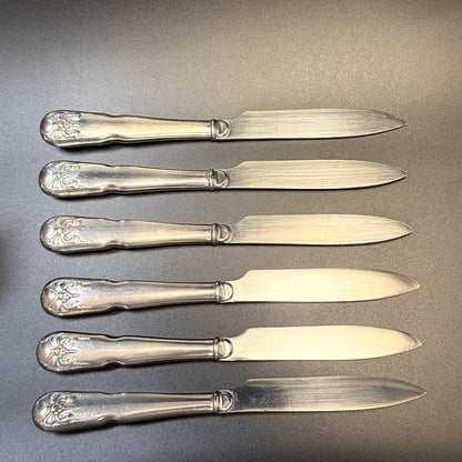 Smukt vintage sæt med frugtknive i sølvplet, D.F.A.