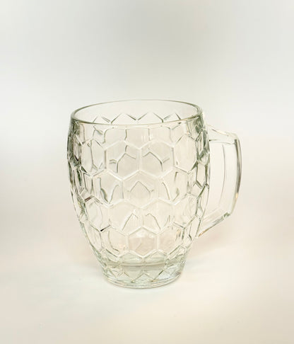 Erik Bagger ølkrus i solidt presset glas med hexagonmønster - 40 cl