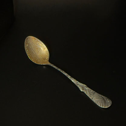 Antik souvenir teske i sterlingsølv, motiv Mount Tacoma og Native American, USA ca. 1900