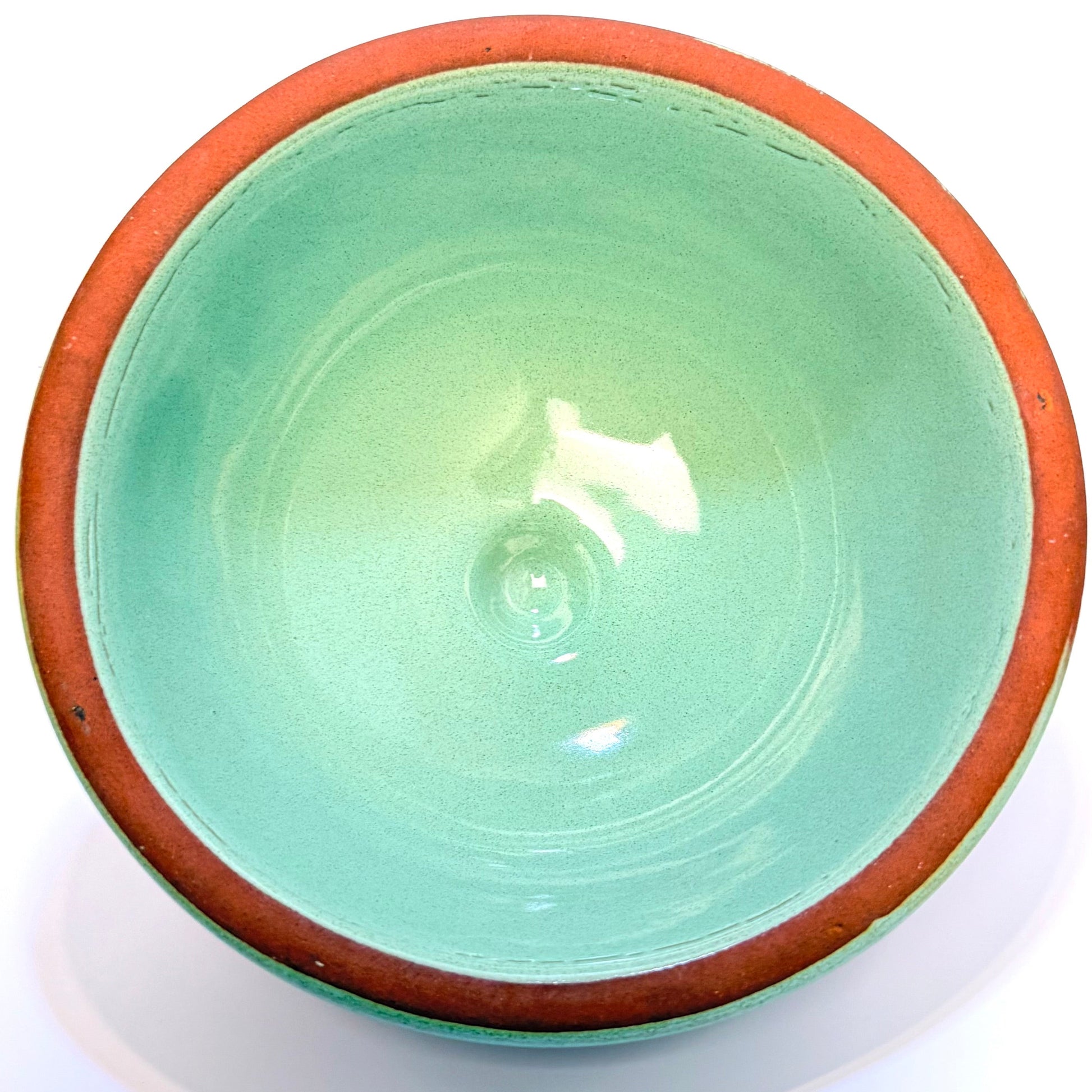 Serveringsfad med klokke i stentøj – Le Gourmet – terracotta og grøn – vintage