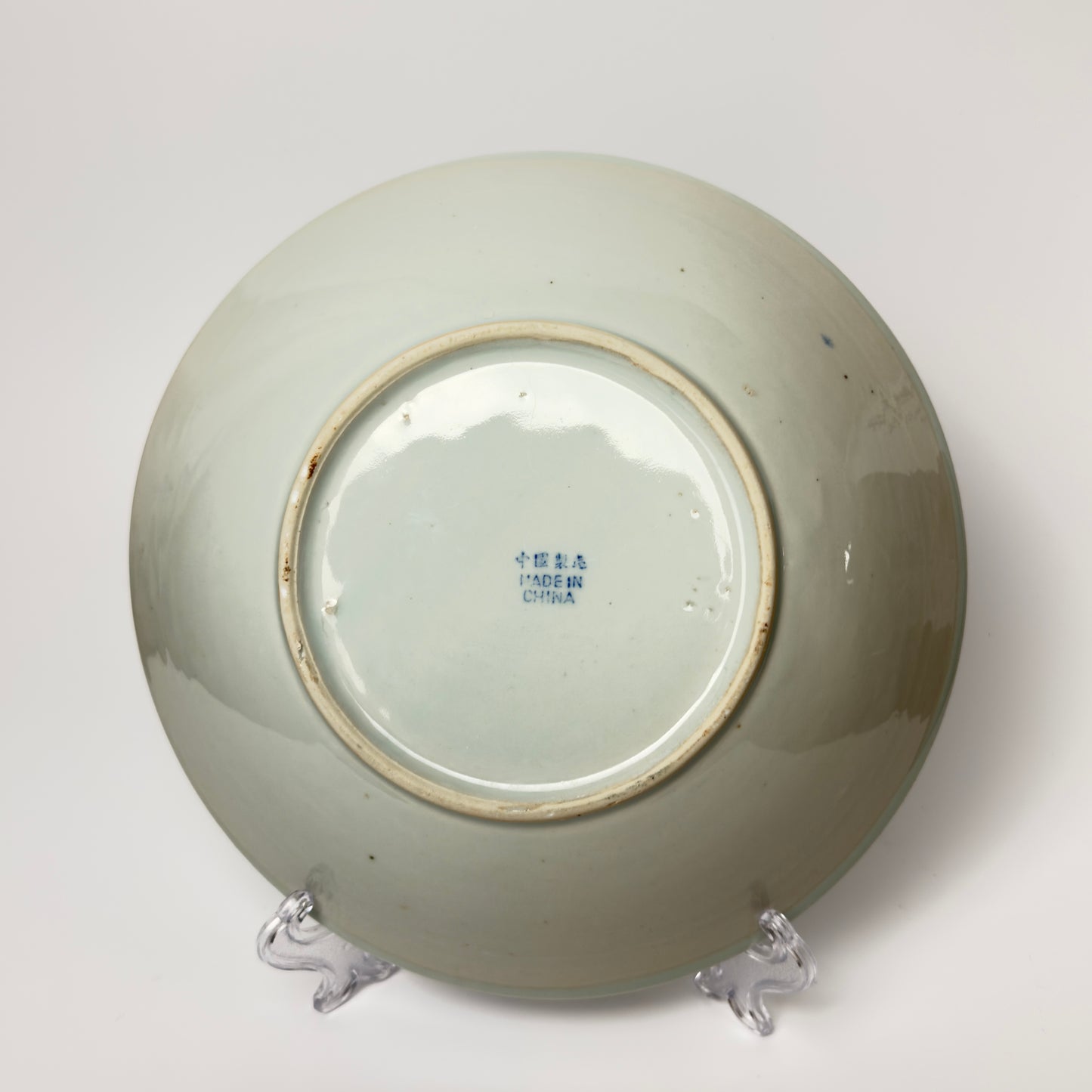 Kinesisk porcelænstallerken med blå fisk – dyb tallerken / fad 22,5 cm