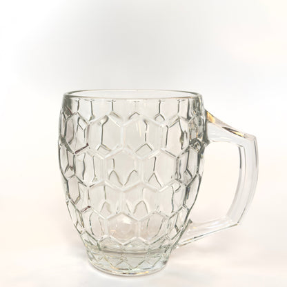 Erik Bagger ølkrus i solidt presset glas med hexagonmønster - 40 cl