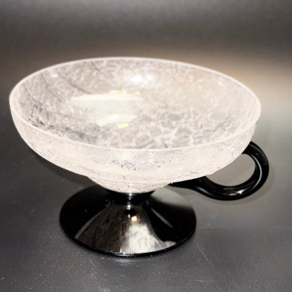 Svensk krakelé coupe-/dessertglas, attribueret til Johansfors eller Åfors glasbruk