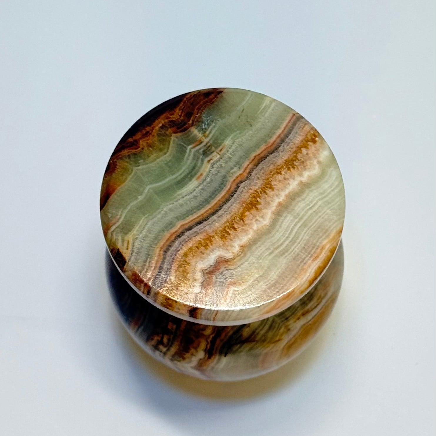 Vintage onyx glas i poleret natursten – midcentury
