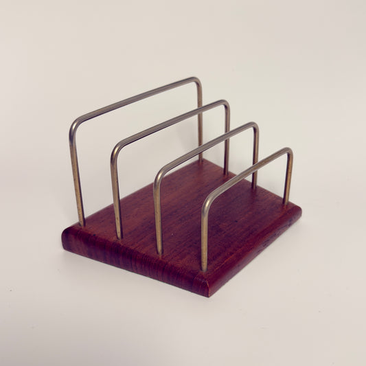 Vintage brevholder i teak – mid century skrivebordstilbehørp