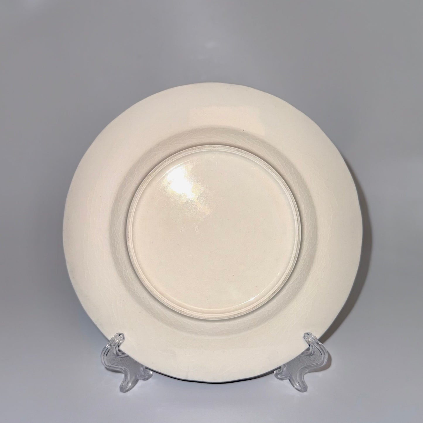 Antik engelsk fajancetallerken – blå hvid transferware fra Staffordshire ca. 1850