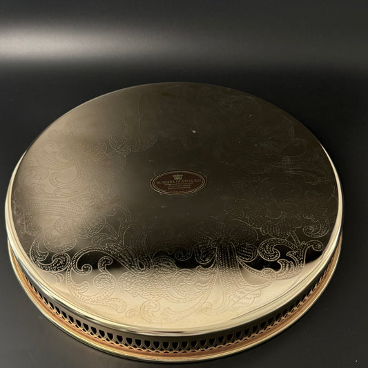 Scandia Gold rund bakke model 9130 i 24 karat guldbelægning med gennembrudt kant